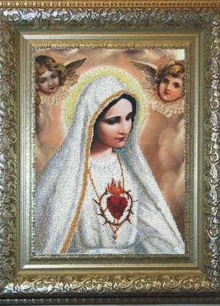 Набор для вышивания бисером икона образ "святая фатимская божья матерь " частичная выкладка 27.2х37.4 см