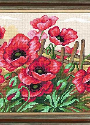Набір для вишивання хрестиком букет розкішних маків zweigart madeira муліне нитки 33х50 см