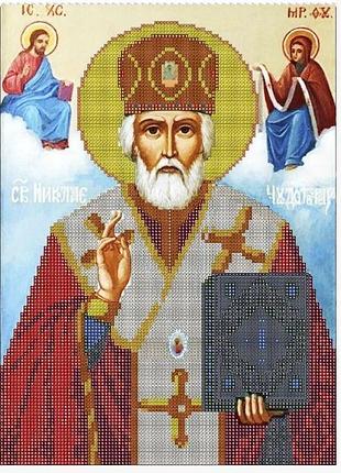 Алмазна вишивка "ікона святий миколай чудотворець" релігія бог часткова викладка мозаїка 5d набори 30х40 см