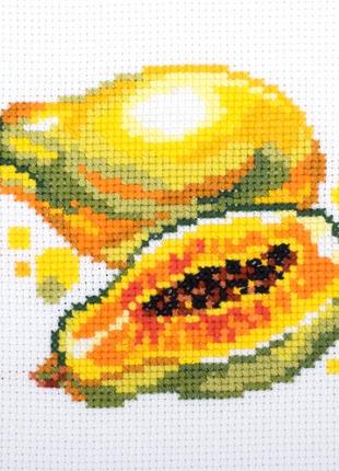 Набір для вишивання хрестиком "папайя" aida madeira zweigart муліне 15х15 см