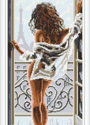 Алмазна вишивка "сексуальна дівчина" красива дівчина на балконі викладка мозаїка 5d набори 58x32 см1 фото