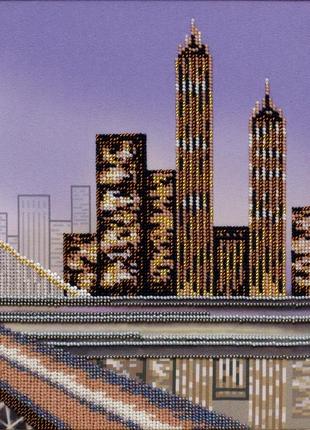 Набір для вишивки бісером " манхеттенська мрія " міст, вулиця, люди, кохання, часткова викладка 23х26 см