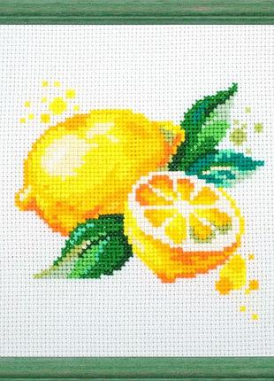 Набір для вишивання хрестиком "лимон" aida madeira zweigart муліне 15х15 см