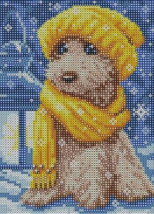 Алмазная вышивка " верный друг " собака пес ребенок малыш зима полная выкладка  мозаика 5d наборы 23x30 см