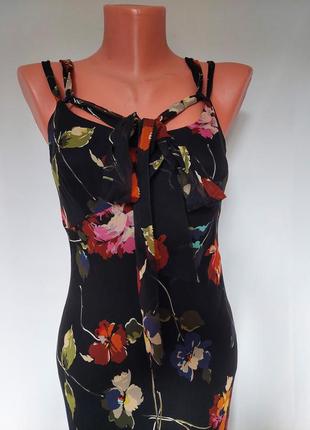 Шелковое платье без рукава в цветочный принт linea (размер 36)9 фото