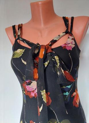 Шелковое платье без рукава в цветочный принт linea (размер 36)7 фото