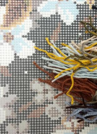 Набір для вишивання подушки хрестиком "яблуневий цвіт" страмін з пряжею zweigart напівхрест нитками муліне 40х40 см2 фото