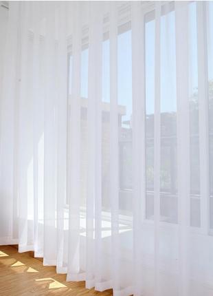 Тюль вуаль шифон белый с пришитой тесьмой 400*280 см