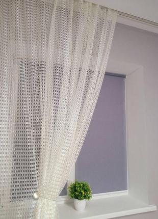 Тюль сетка средняя молочный (ткань)