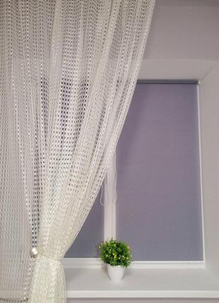 Тюль сетка средняя молочный (ткань)
