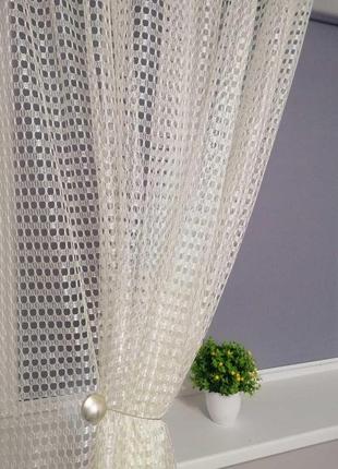 Тюль сетка средняя молочный (ткань)