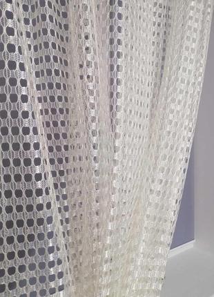 Тюль сетка средняя молочный (ткань)