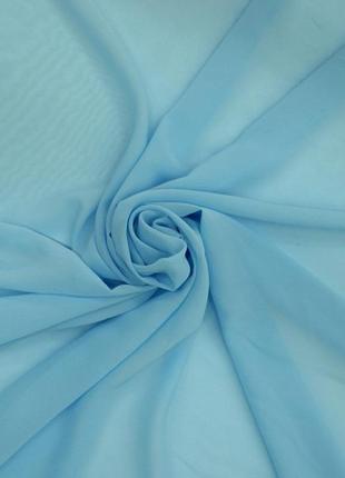 Тюль вуаль шифон голубой с пришитой тесьмой 400*280 см4 фото