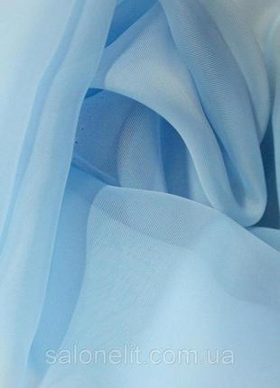 Тюль вуаль шифон голубой с пришитой тесьмой 400*280 см2 фото