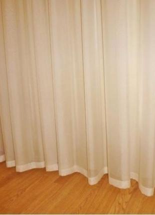 Тюль шифон вуаль молочный с пришитой тесьмой 400*280 см