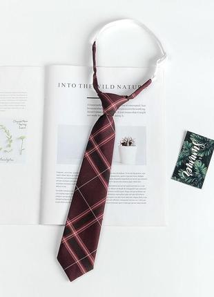 Жіноча краватка марсала бордова вишнева у клітинку шкільна форма преппі аніме кавай кейпоп стиль