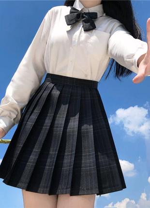 Жіночий метелик чорний бантик у клітинку 9253 шкільна форма аніме кавай кейпоп стиль3 фото