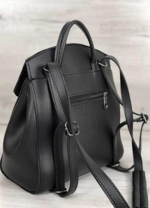 Черная молодежная сумочка трансформер через плечо модный женский рюкзак сумка4 фото