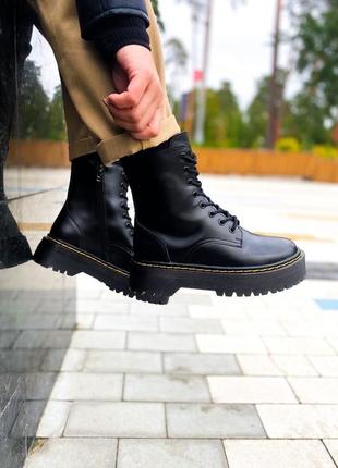 Женские высокие кожаные ботинки dr.martens jadon black  (premium)2 фото