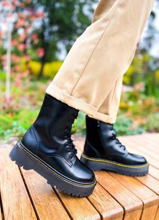 Женские высокие кожаные ботинки dr.martens jadon black  (premium)3 фото