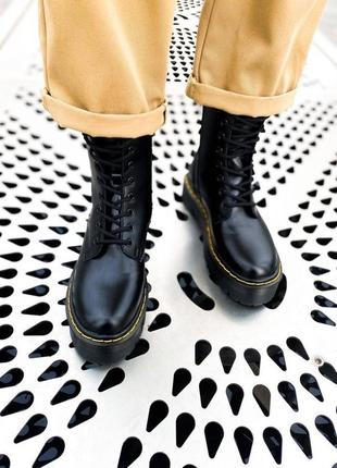 Женские высокие кожаные ботинки dr.martens jadon black  (premium)6 фото