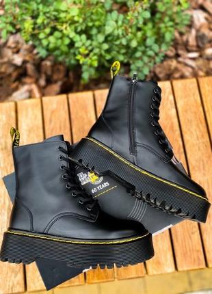 Женские высокие кожаные ботинки dr.martens jadon black  (premium)1 фото