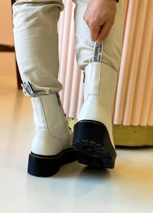 Женские высокие кожаные ботинки dr. martens jadon ii white black (premium)7 фото