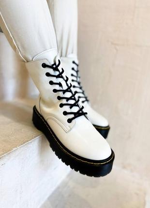 Женские высокие кожаные ботинки dr. martens jadon ii white black (premium)3 фото