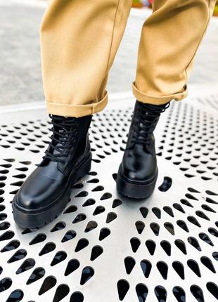 Женские высокие кожаные ботинки dr.martens jadon mono black (premium)4 фото