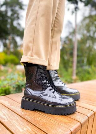 Женские высокие кожаные ботинки. dr.martens jadon galaxy  (premium)7 фото