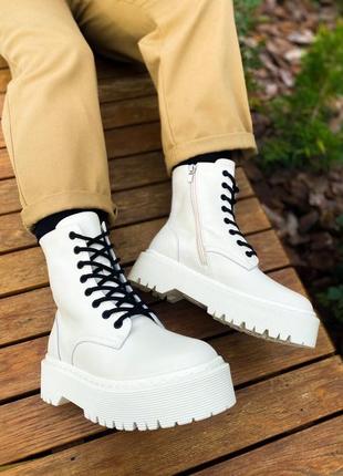 Женские высокие кожаные ботинки dr.martens jadon white  (premium)2 фото