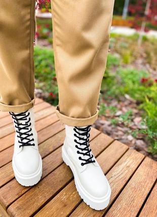 Женские высокие кожаные ботинки dr.martens jadon white  (premium)7 фото