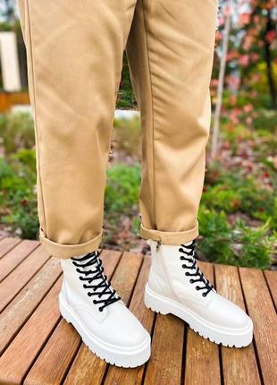 Женские высокие кожаные ботинки dr.martens jadon white  (premium)8 фото