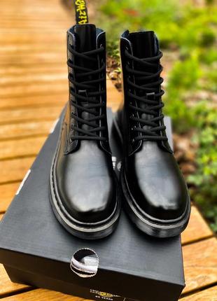 Женские высокие кожаные ботинки dr.martens mono black  (premium)2 фото
