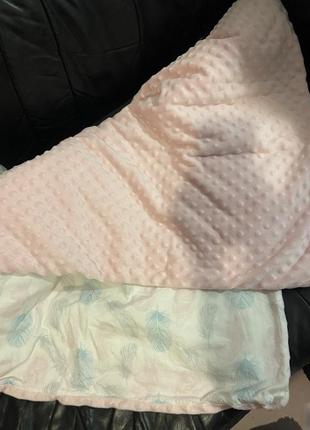 Тепла ковдра дитяча рожева з підодіяльником