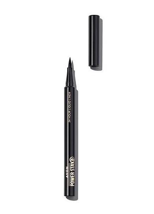 Подводка фломастер, маркер для глаз супер устойчивость, avon power stay, черная, 1, 2 мл