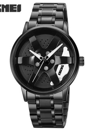 Часы мужские металлические skmei 1824 черные с белым1 фото