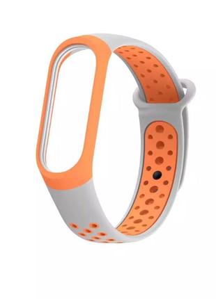 Браслет / ремешок для фитнес-трекер / смарт часы mi band 3 / 4 серый с оранжевым1 фото