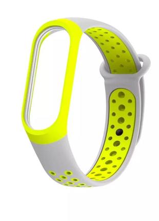 Браслет / ремешок для фитнес-трекер / смарт часы mi band 3 / 4 серый с салатовым