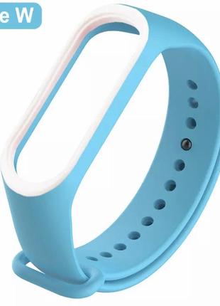 Браслет / ремешок для фитнес-трекер / смарт часы mi band 3 / 4 синий с белым1 фото