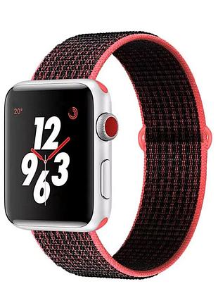 Нейлоновый браслет для apple watch серии 6/5/4/3/se 42mm / 44mm #10 pink black