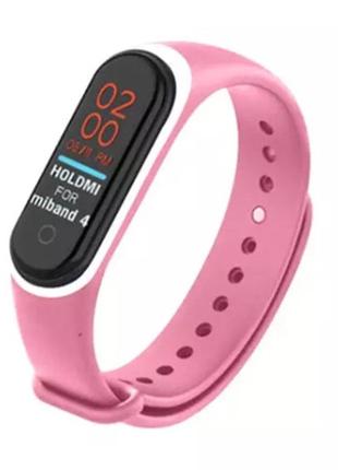 Браслет/ремінець для фітнес-трекер/смартгодинник mi band 3/4 рожевий з білим