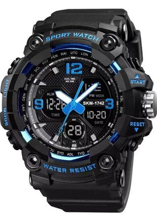 Чоловічий годинник skmei 1742 чорний з синім