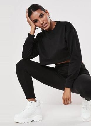 Missguided новый черный спортивный костюм кроп топ штаны