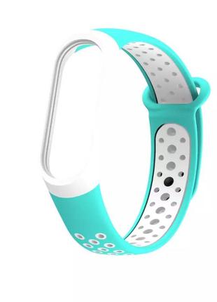 Браслет/ремінець для фітнес-трекер/смартгодинник mi band 3/4 ментоловий з білим