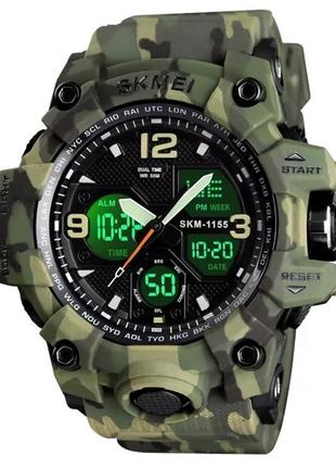 Спортивные часы skmei 1155b зеленый камуфляж
