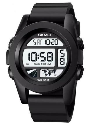 Часы skmei 1906 черные с белым циферблатом