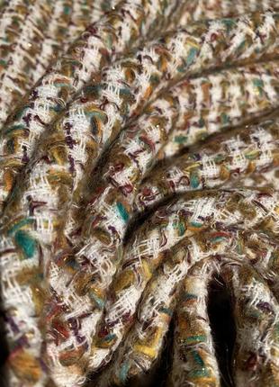 Ткани костюмные твид бежевый с прозрачными пайетками 100 / 150см2 фото