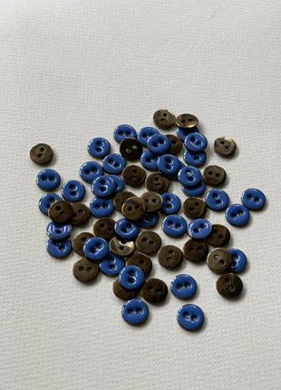 Пуговица рубашечная эмаль синяя 2 отверстия 13мм металл1 фото