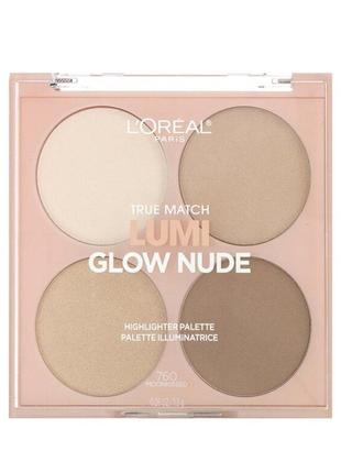 Палетка хайлайтеров true match lumi glow nude, оттенок 760 «лунный поцелуй», l'oreal, 7,3 г оригинал!!!!